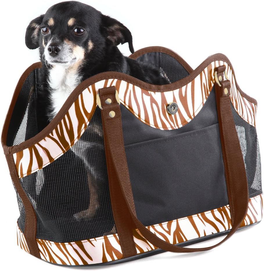 New York Dog Open Tote, Zebra Brown