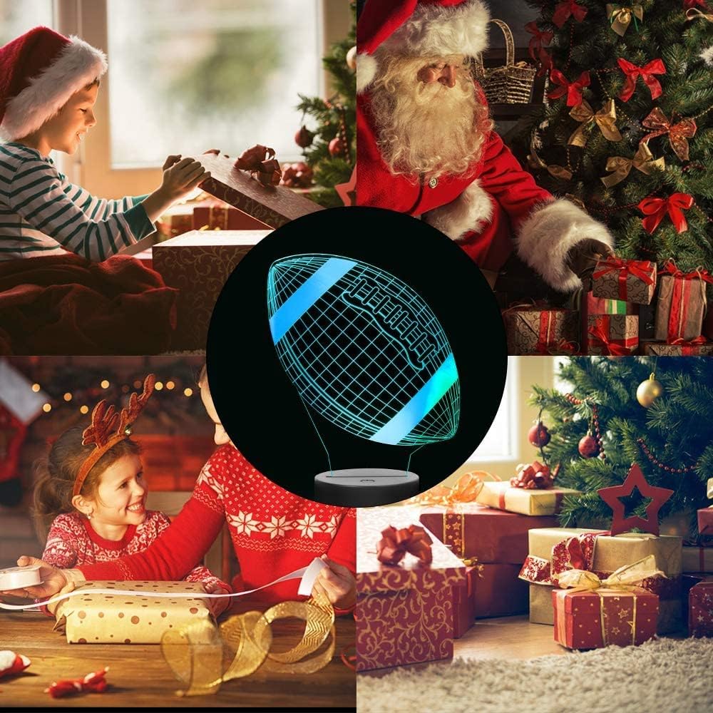 Wiscky Football 3D Night Light Lamps for Kids, Soccer 7 LED Color Changing Table Desk Lamps Lighting Cool Toys Gifts Birthday Xmas Decoration for Sports Fan