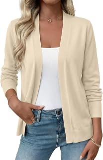 ONLYSHE Women Lightweight Cardigan Sweater Long Sleeve Open Front Shrug for Daily Wear