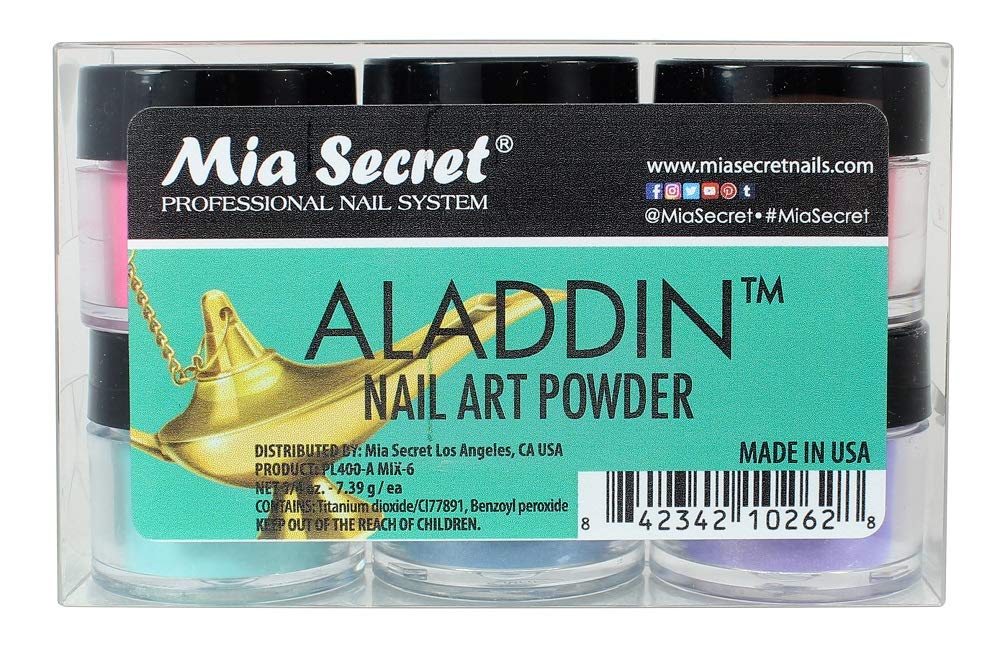 Mia Secret Professional Nail System Acrylic Powder + FREE NAIL BRUSH (6pcs ALADDIN)
