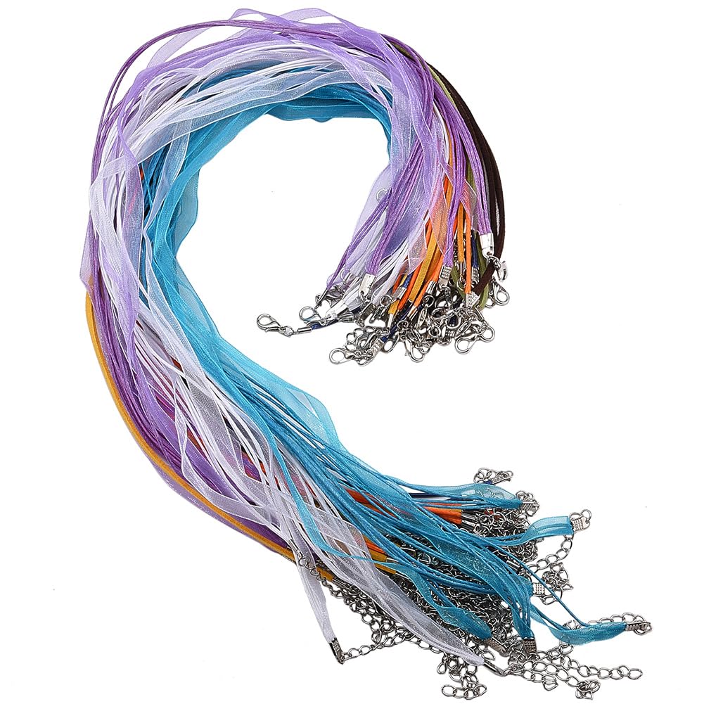 Collar de cordón con cierre de organza y gamuza para fabricación de joyas