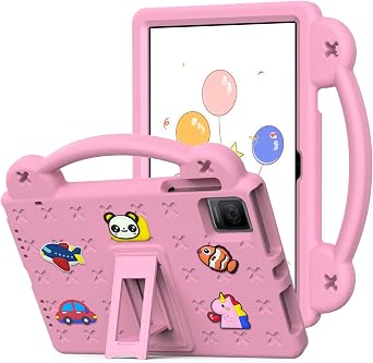 Kids Case for Revvl Tab 5g Tablet Case, Children Friendly DIY Cartoon EVA Foam Protective Handle Stand Cover for T-Mobile REVVL Tab 5G 2023 10.36 Inch Tablet - Pink
