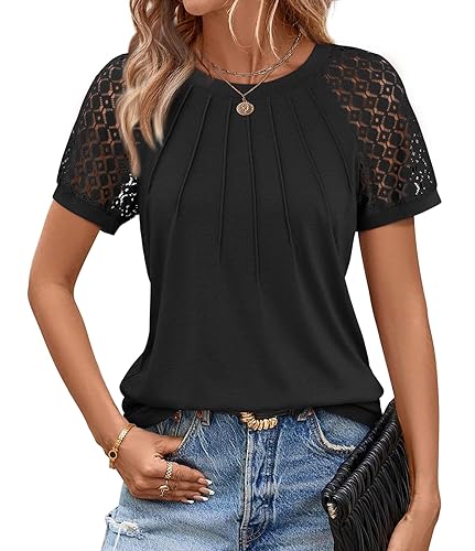 ATHMILE Womens Blouses Short Sleeve Tops Spring Summer Fall Work