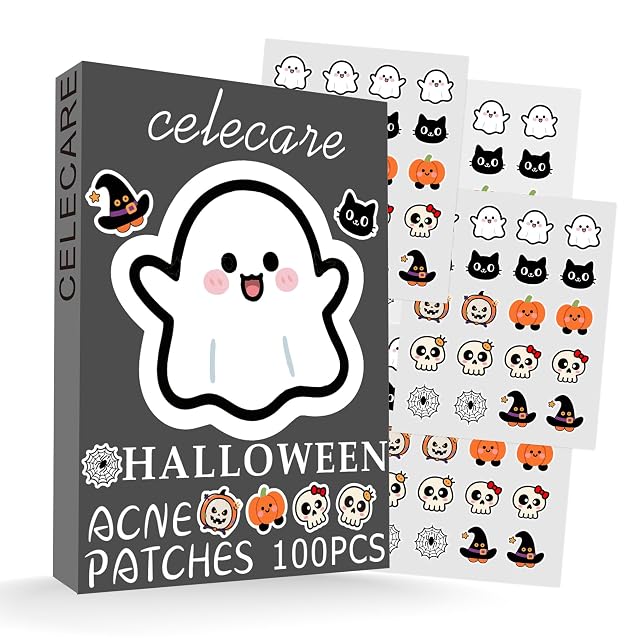 Pimple Patches Halloween Acne Patch Pimple Patches for Face Cute Stickers Salicylic Acid Tea Tree 100PCS Hydrocolloid Dots