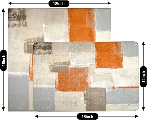 Miniatura 3 de Juego de 8 manteles individuales y servilletas de tela naranjas manteles individuales de arte moderno manteles individuales pintados de arte