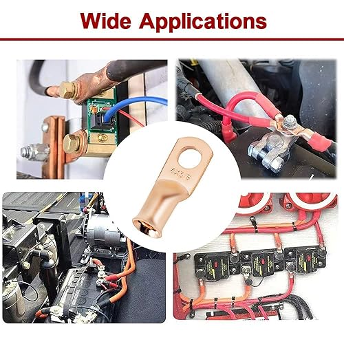 Miniatura 5 de Terminales de cable de batería de alta resistencia 4 AWG 38, conectores de cable de calibre 4, terminales de anillo tubulares con ojales de cobre