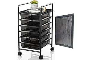 Metal 6 Tier Rolling Organizer with Table Top & Drawers