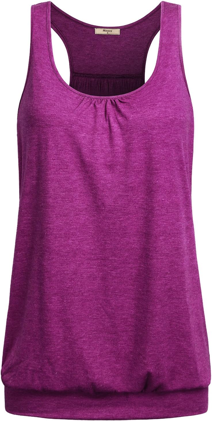 Womens Sleeveless Round Neck Loose Fit Racerback Yoga Tank Top