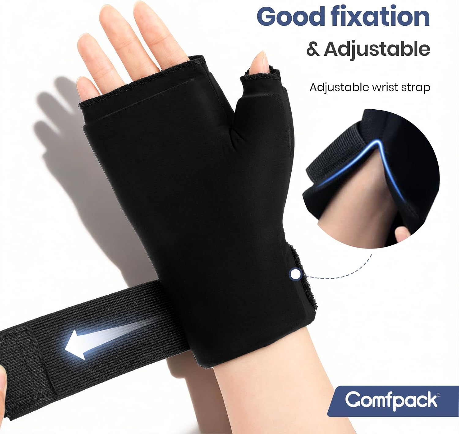 Comfpack Hand Ice Pack Glove, Soft Gel Thumb & Wrist Ice Pack Wrap Reusable Hot Cold Therapy Compress for Arthritis, Tenosynovitis, Swelling, Surgery, Tendonitis, Carpal Tunnel, Trigger Finger