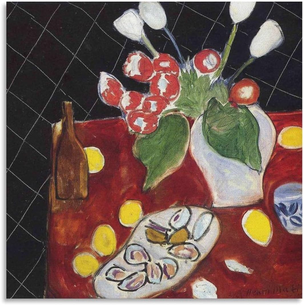 ZZYGGN GMGSW Tulips And Oysters by Henri Matisse Canvas Poster Abstract Wall Art Painting Henri Matisse Prints for Office Home Picture Decor 40x40cm Frameless