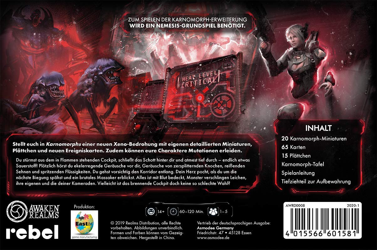 Awaken Realms, Nemesis Karnomorphs, rozszerzenie, gra ekspercka, Dungeon Crawler, dla 1-5 graczy, od 14 lat, 90+ minut, niemiecki
