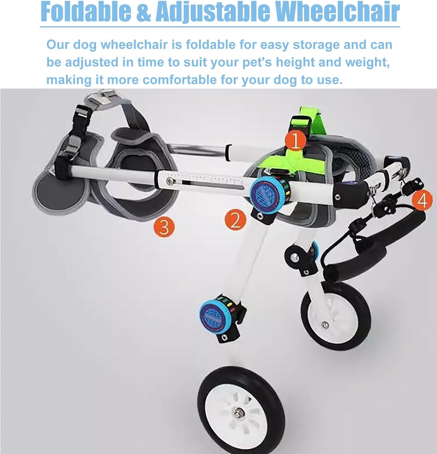 Adjustable 2-Wheel Dog Wheelchair for Back Legs - Pet Cart for Hind Limb Weakness & Rehabilitation Support - Assist Your Dog's Mobility & Recovery