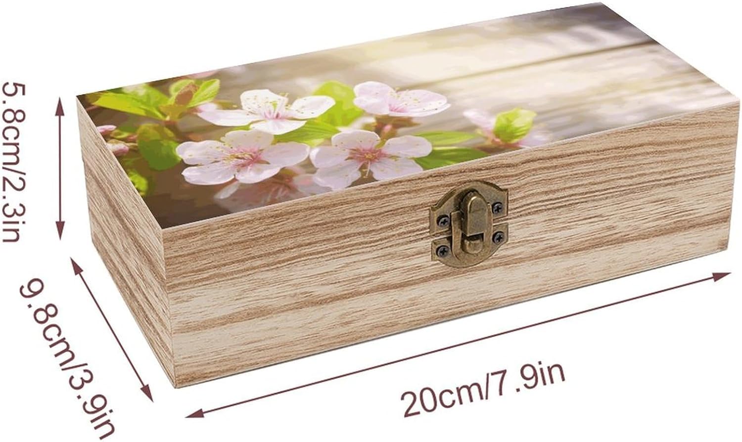 Vintage Wooden Storage Box with Front Clasp Keepsake Box with Lid image 2