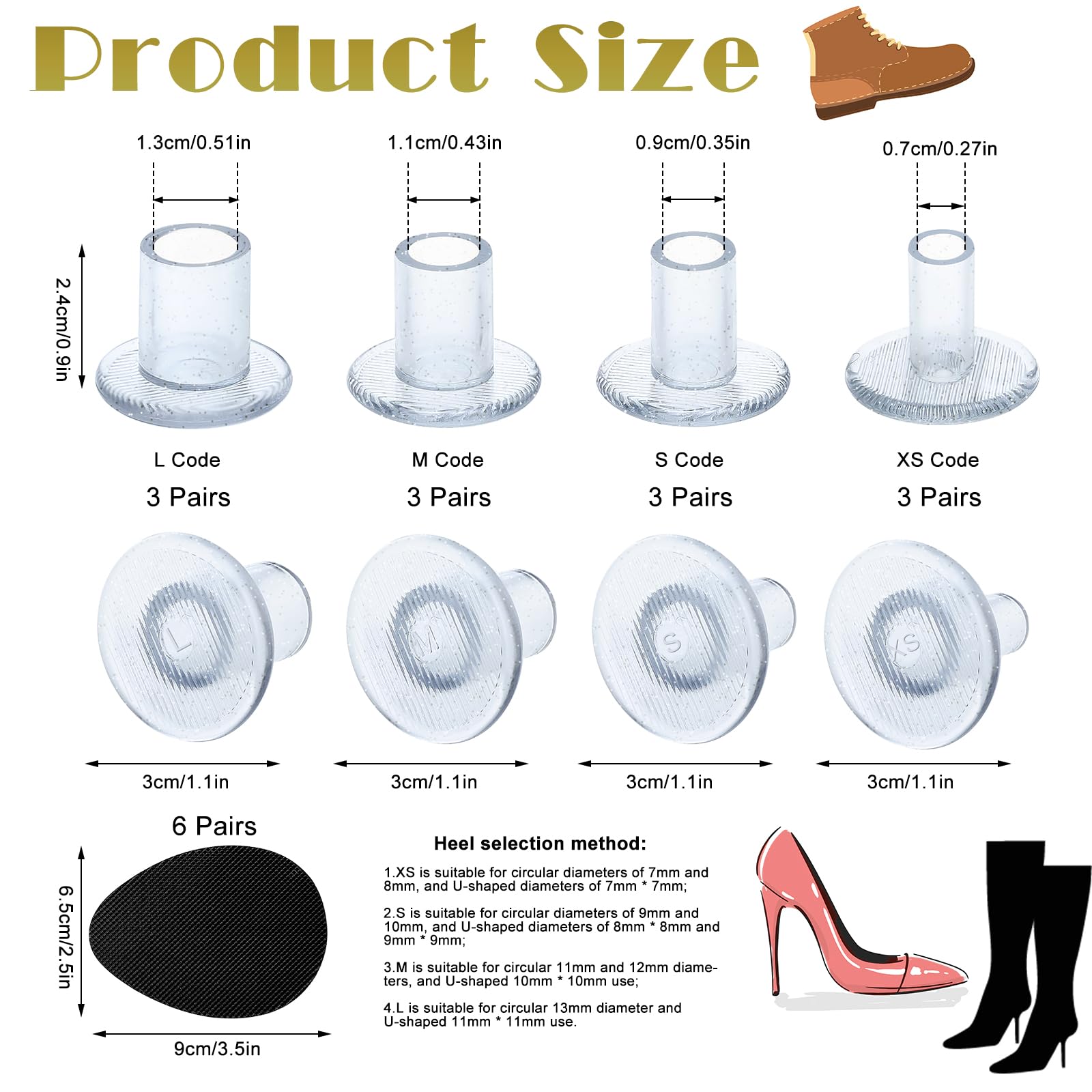 36 protezioni per il tallone XS/S/M/L con suola antiscivolo, antiscivolo e impedisce la caduta della suola per scarpe sportive, tacco alto