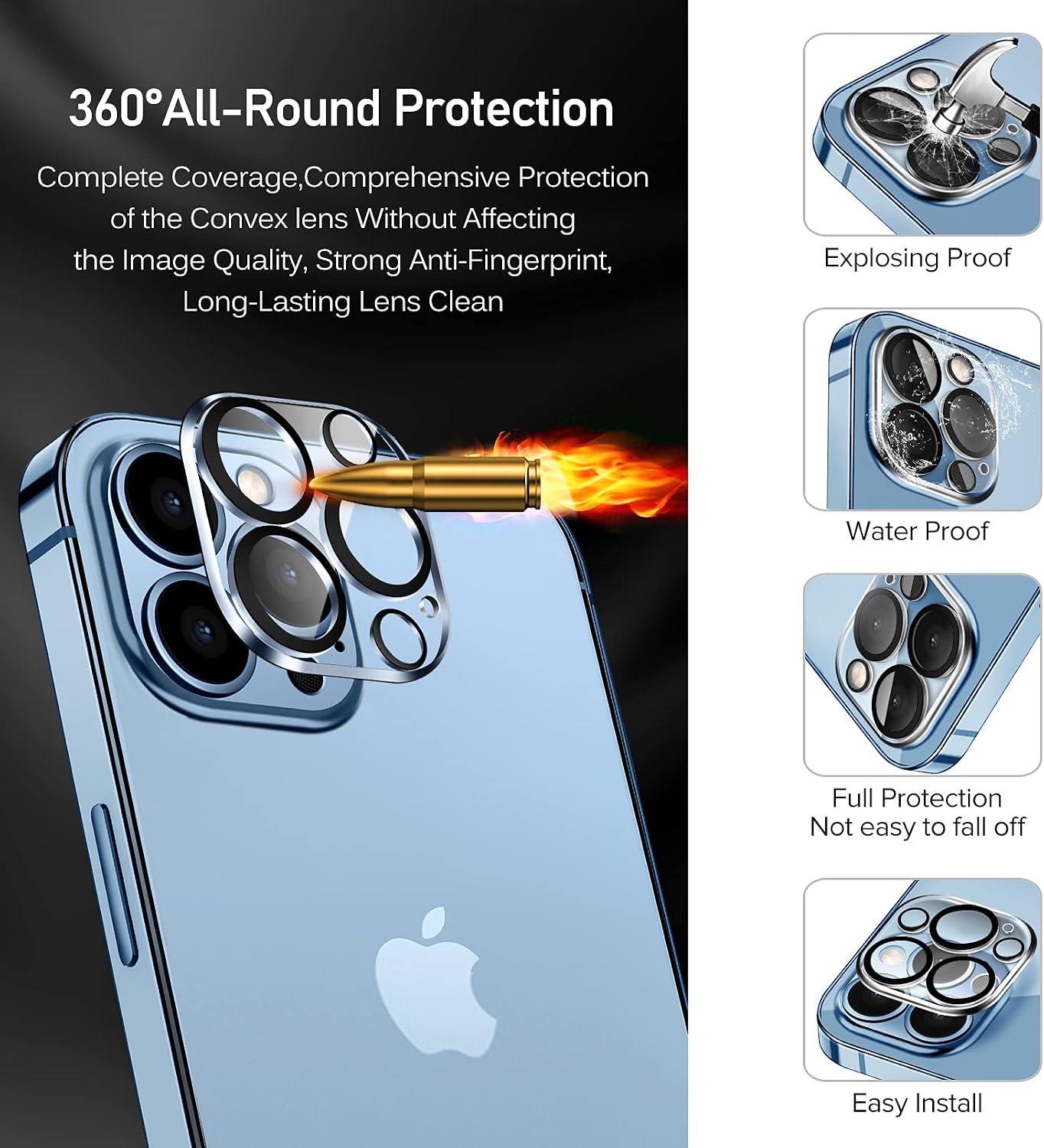 ivoler[4+2Pack]Screen Protector Compatible With iPhone 13 Pro Max 6.7‘’[4 Pack]with [2 Pack] Camera Lens Protector, HD Tempered Glass Film With Align Frame, 9H Hardness, Bubble Free,Scratch Resistant