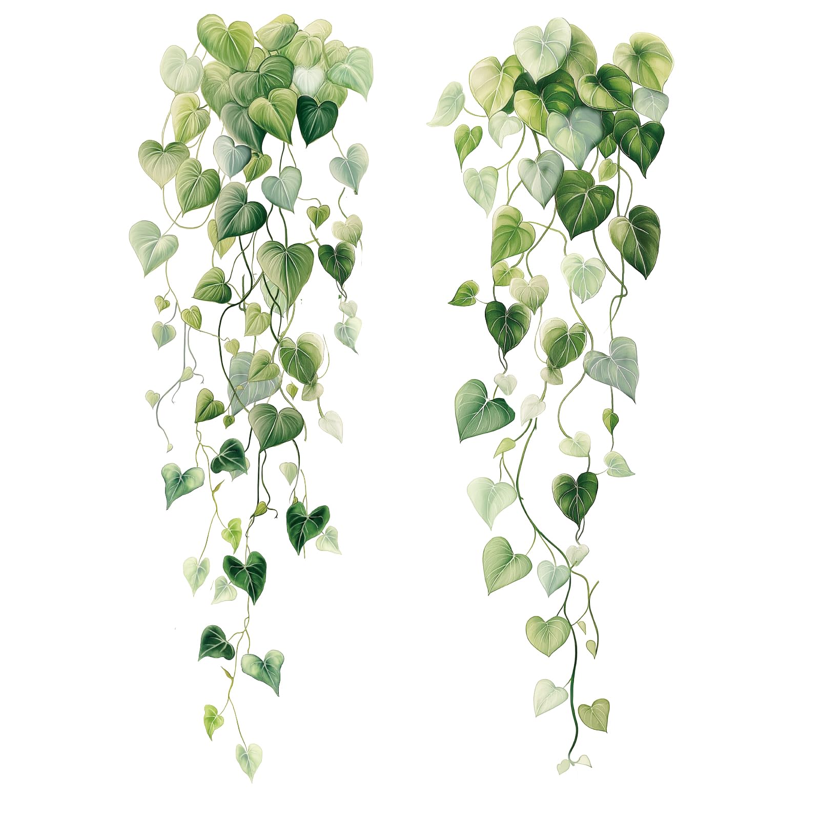 PLIGREAT 2 Sheets Green Vine Wall Stickers Ivy Leaves Wall Art Murals Peel and Stick Wall Decal for Kitchen Living Room Bedroom Office Home Decor DIY Large Size Hanging Vine Stickers - Image 2