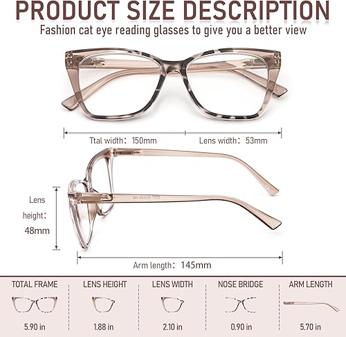 Miniatura 4 de MMOWW Gafas de lectura de gran tamaño para mujer, ojo de gato, elegantes, para lectura de computadora, bloqueo de luz azul con bisagra de resorte