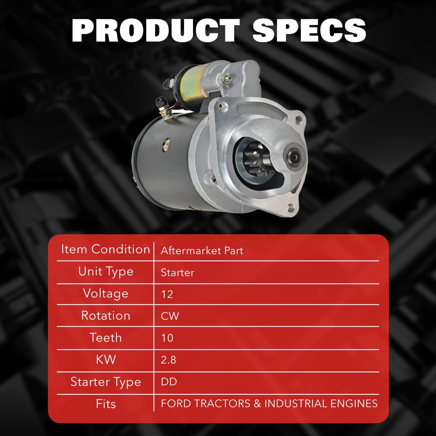 DB Electrical 410-30023 Compatible with/Replacement for Case 580G Construction King, Ford 3230 1990-1993, 3430 1990-1998, 3900 1975-1981, 3930 1990-1999, 4630 1990-1999, 4830 1990-1994 16608N-M50