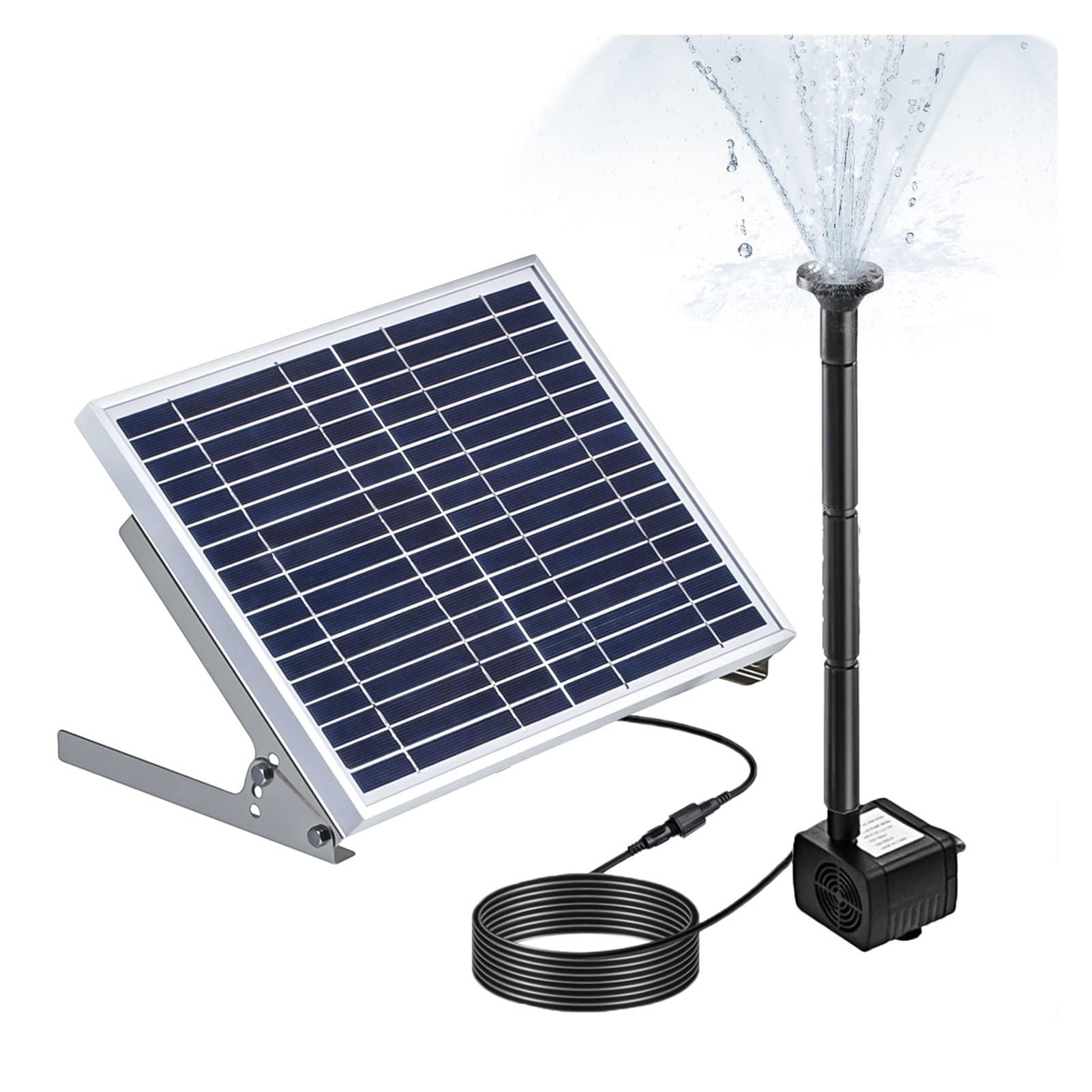 Bomba de Agua Solar, Fuente de agua con panel solar for piscina, estanque, jardín, aspersor con bomba y cabezales