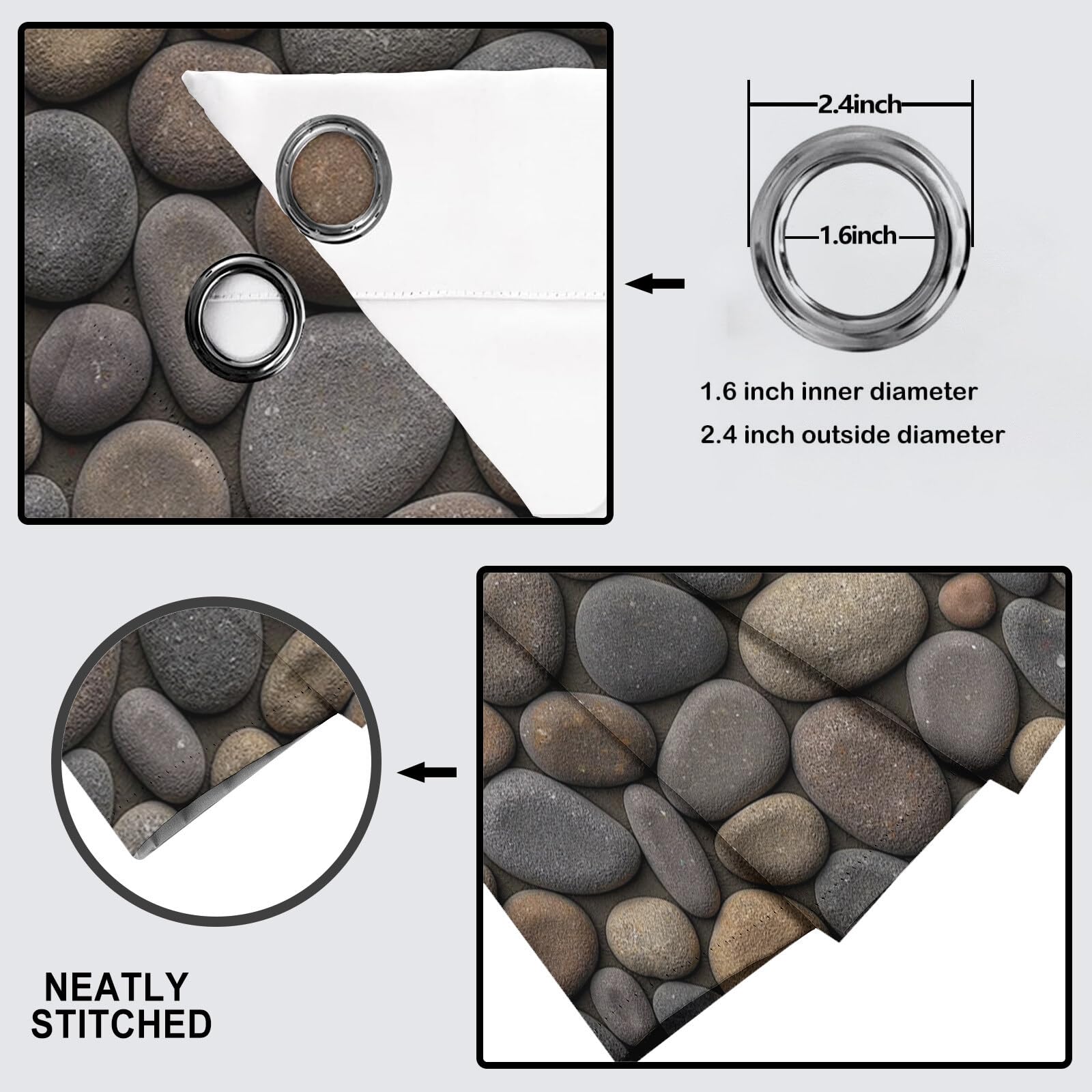 Tende Oscuranti Muro Di Roccia,Con Occhielli Tenda Isolante Stampata Texture Naturale 140X245Cm(L X A) (2 Pannelli) Per Soggiorno Camera Da Letto Grigio Marrone Per Interna