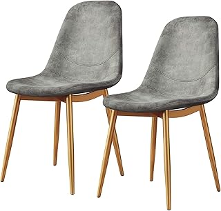 ZCXBHD Pack de 2 Sillas de Comedor Sillas Estilo Vintage con Soft Velvet Cushion Asiento y Respaldo Silla Escandinavas (Color : Gray)