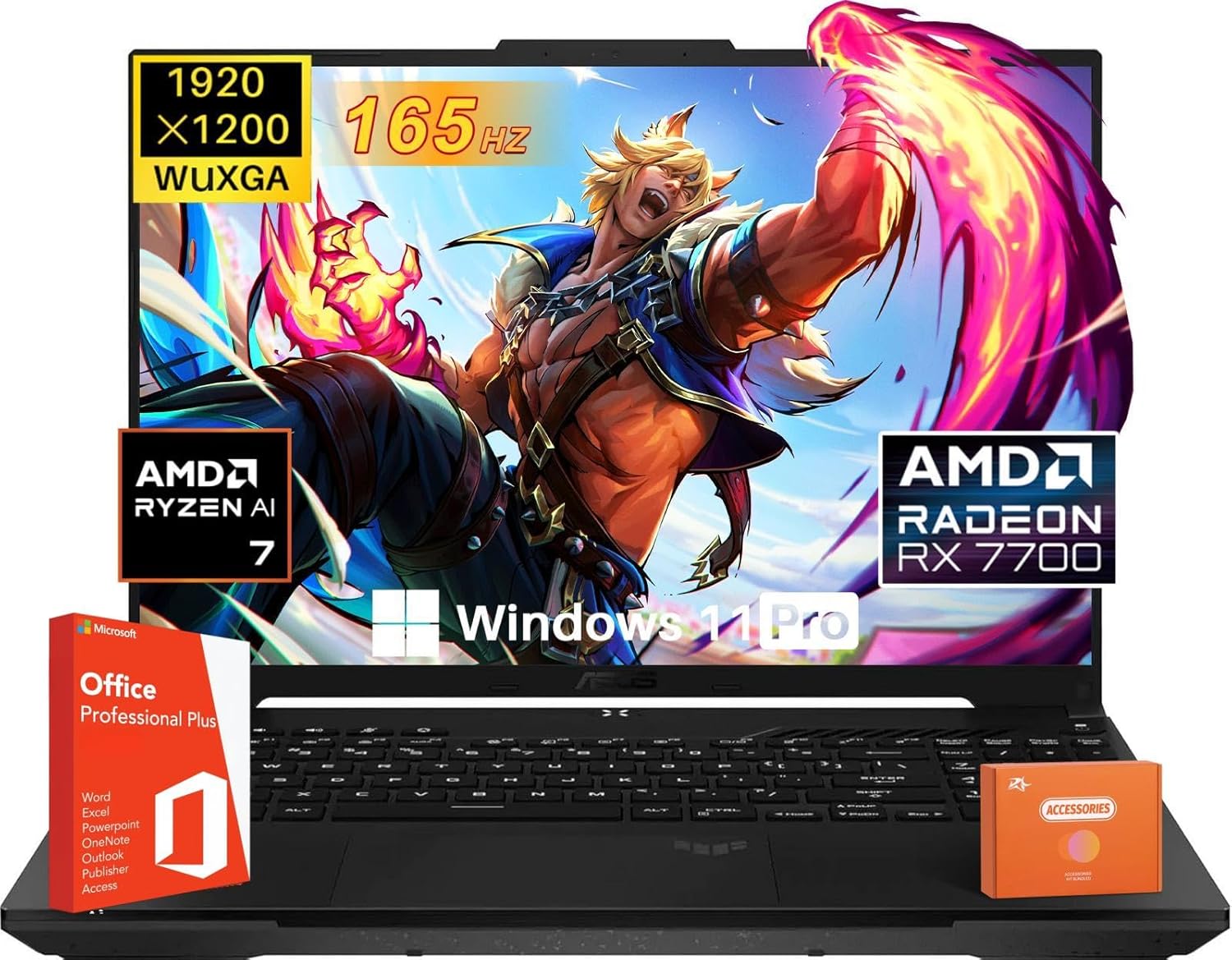 ASUS TUF A16 Gaming Laptop, Office, 16″ FHD 165 Hz, Radeon RX 7700S 8 GB(Beats R…