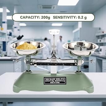 200g/0.2g Mechanical Balance Scale with Stainless Steel Weighing Pan, Calibration Weights for Science Lab and Classroom Teaching Tool