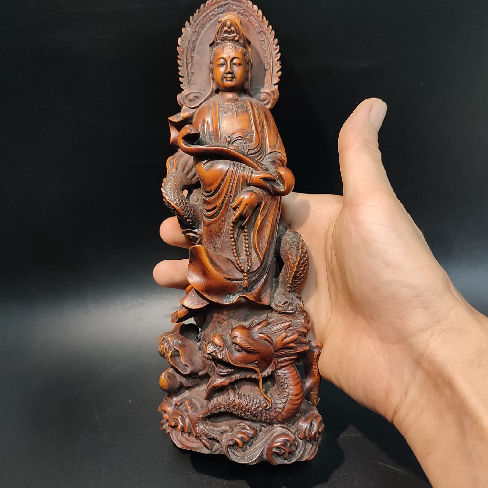 Amazon.co.jp: ヴィンテージ 仏陀 中国の木 ツゲ 彫刻 クワン陰 木製