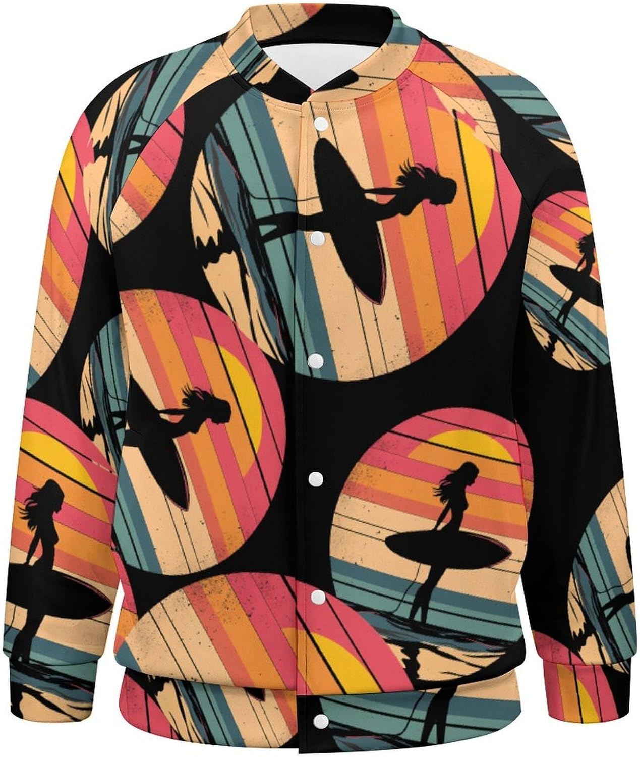 Surfer Women California-Surfing Surf Baseball Jacket Casual Sportswear Bomber Jacket Coat for Men Women