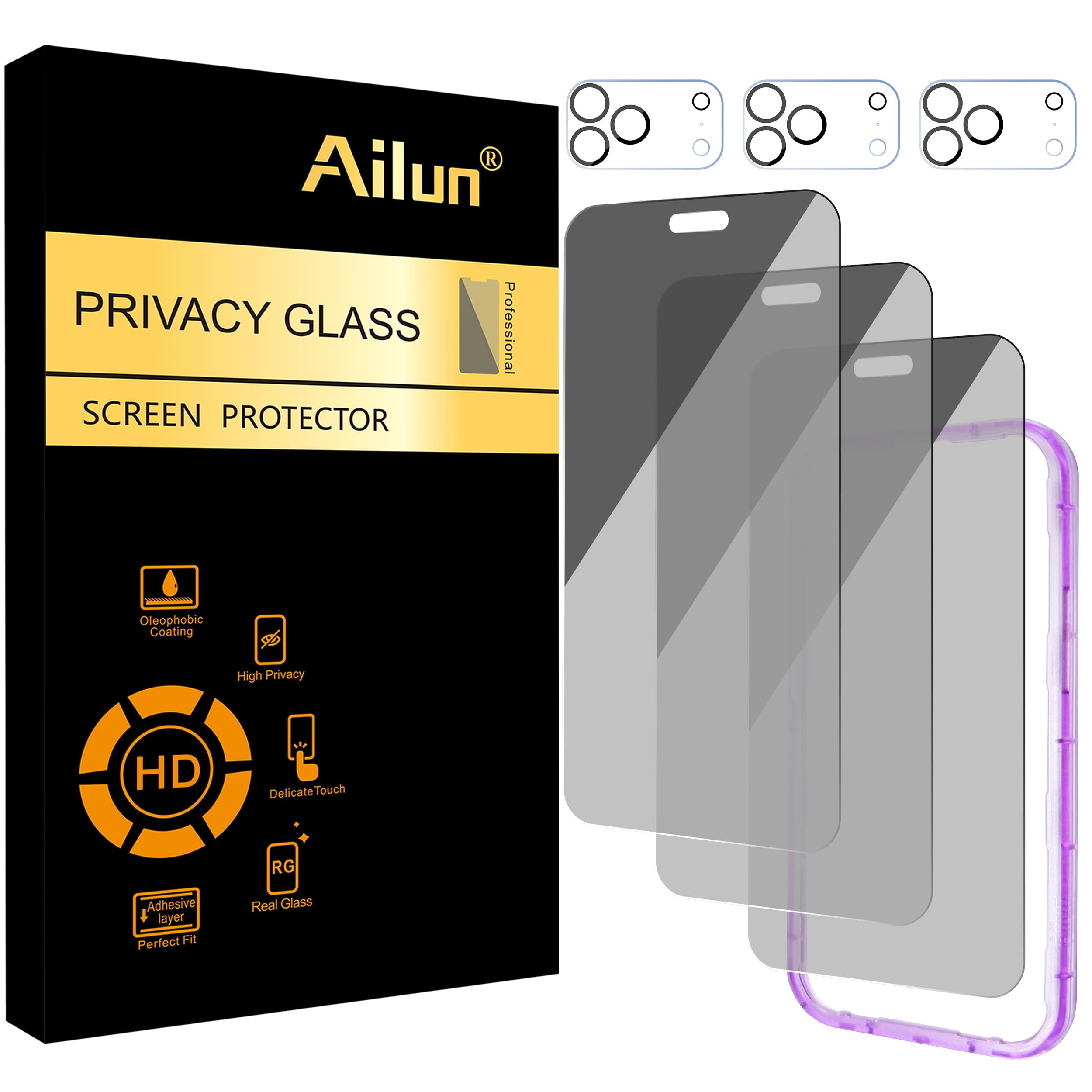 Ailun Privacy Screen Protector+Camera Lens Protector for iPhone 13 Pro Max — Amazon image 26
