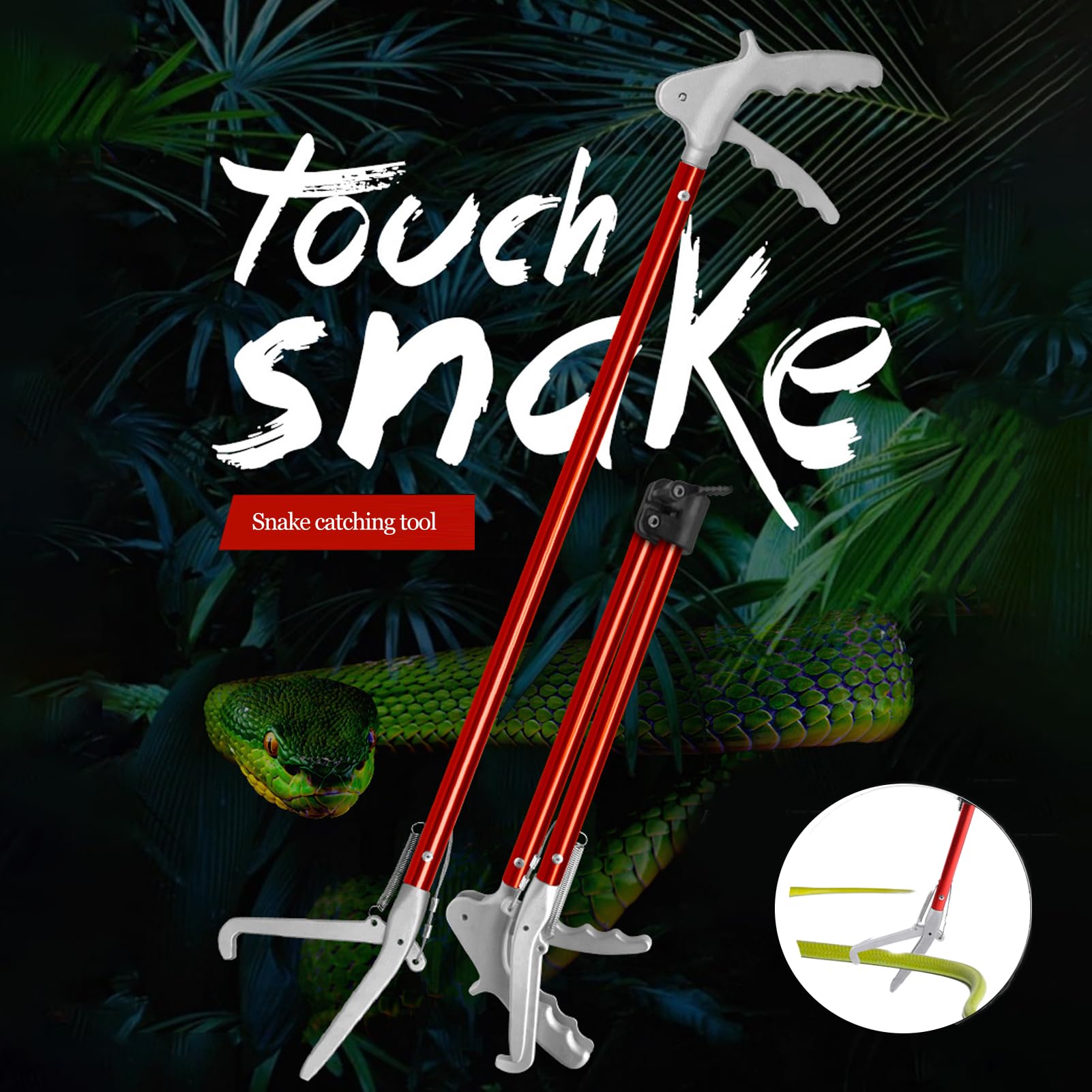 LenTLy 70 cm Pinzas para Serpientes, Profesional Alicate de Serpiente Plegable de Aleación de Aluminio de 1 Pieza con Alicates Anchos, con Mango,Portátil para Atrapar Serpientes