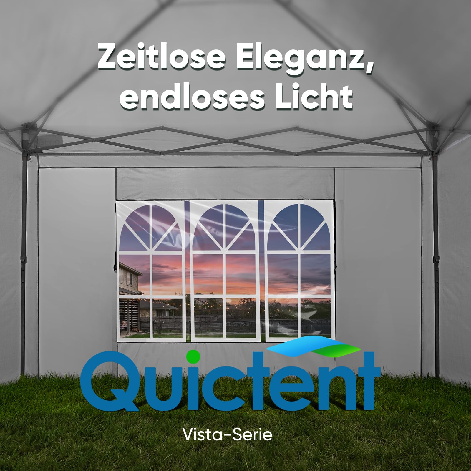 Quictent Faltpavillon 3x6m wasserdicht | Partyzelt, Pop-Up Pavillon, Gartenpavillon, stabil, mit Seitenwänden, UV-Schutz 50+, Tragetasche inkl, Stahlrahmen