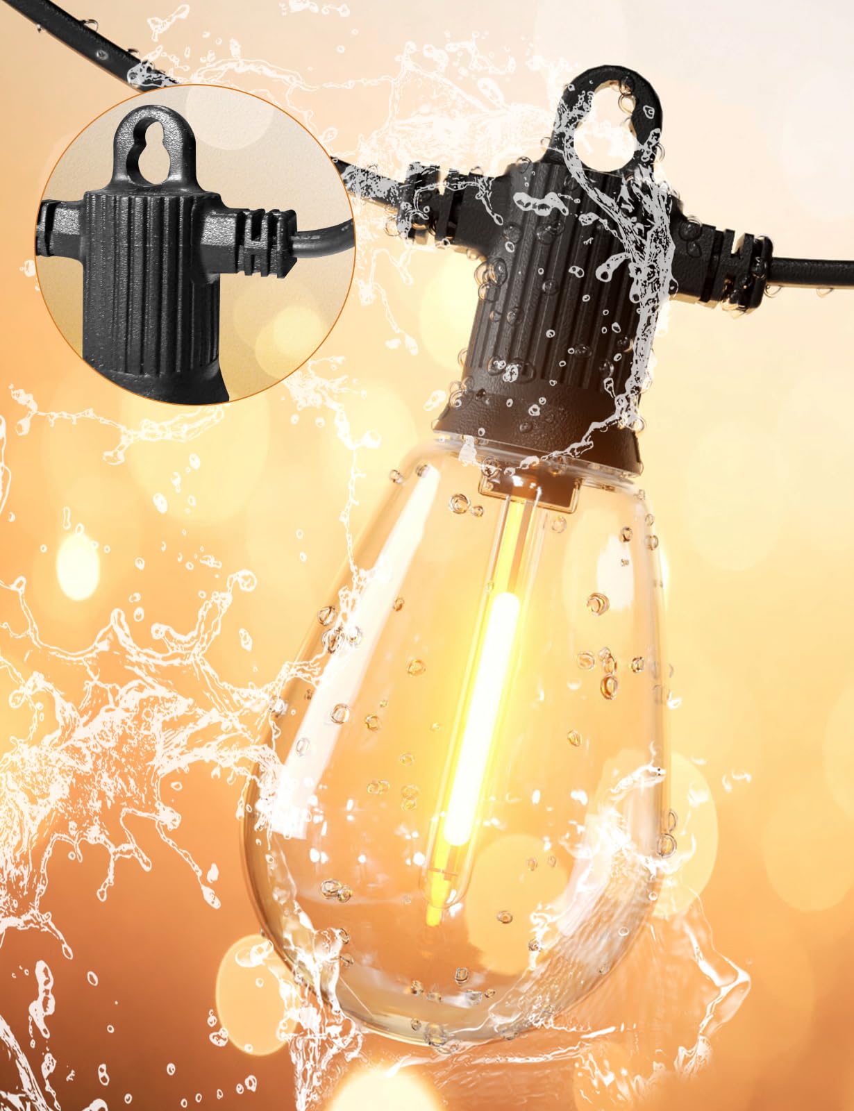 ZOTOYI 30FT S14 Festoon Lights Outdoor Mains Powered IP65 Waterproof Outdoor String Lights LED - Image 2