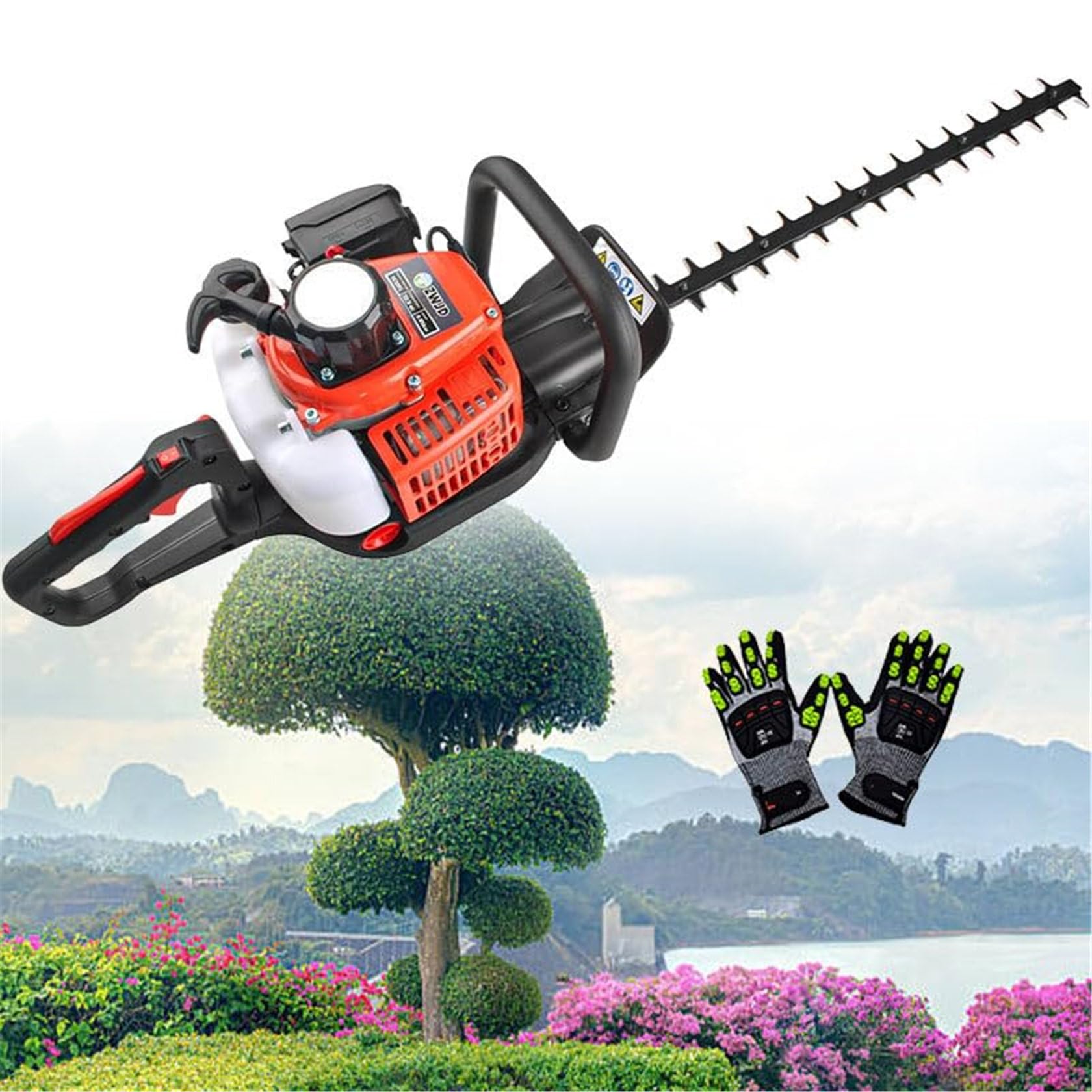 Taille-Haie Thermique Professionnel, 23,66 Cm³, Coupe-Herbe Allongé, Cisaille De Jardin, Taille-Arbustes, Taille-Haie, Lames De 60 Cm (24 Pouces), 1600 W, 2600 Tr/Min.