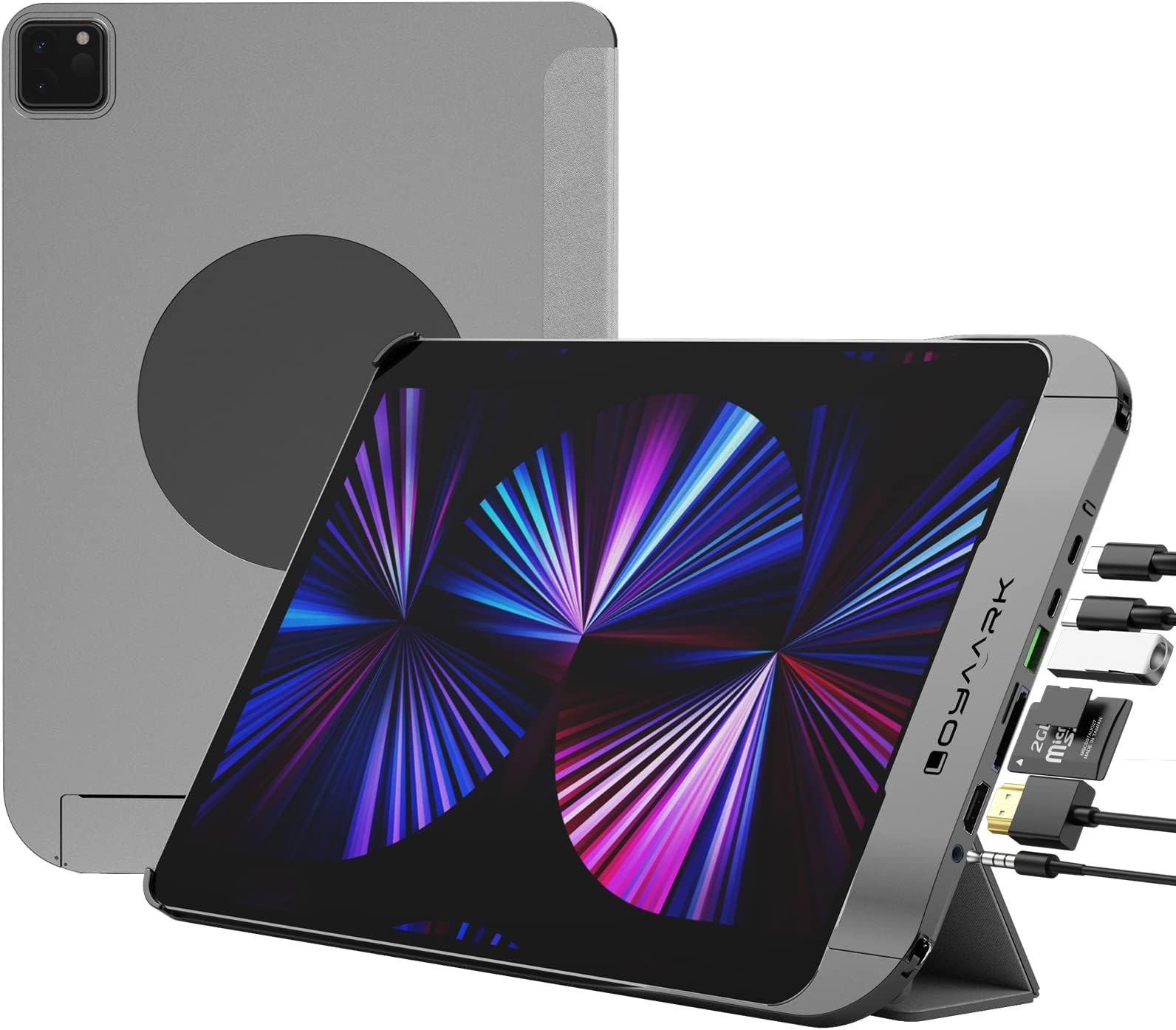 Aluminum Alloy Case with USB C Hub for iPad Air 5/4th Generation 10.9 inch and iPad Pro 11 inch, Heavy Duty Protective Case with 4K HDMI, SD/TF Card Reader, USB3.0,USB C PD Charging&Data