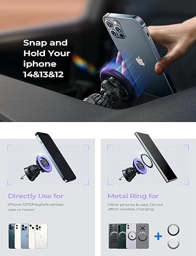 Miniatura 4 de LISEN Compatible con soporte MagSafe para teléfono de automóvil, fuerte soporte magnético para teléfono Magsafe, ventilación de salpicadero iPhone
