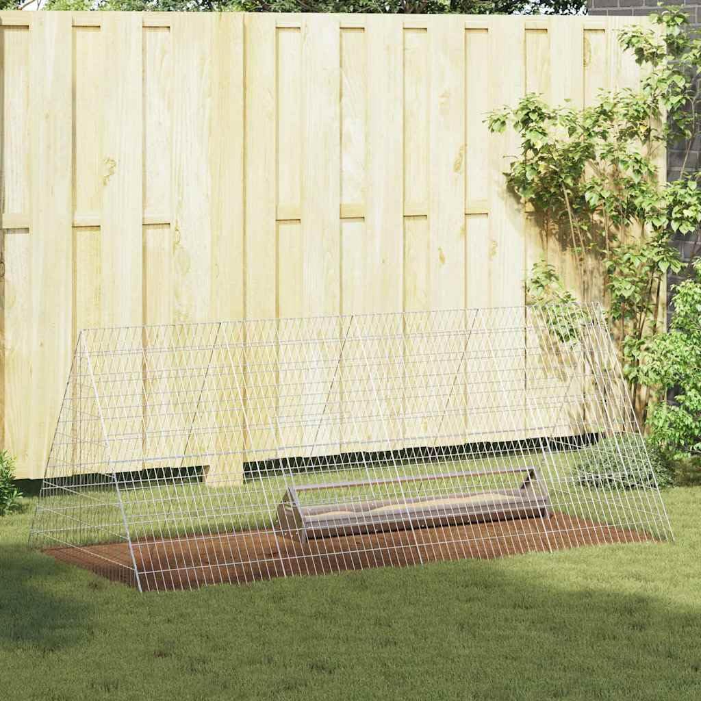 Jaula para pollos plateada, 215 x 100 x 85 cm, de acero galvanizado, resistente recinto para pollos y aves de corral en el jardín, estable para pequeños animales para exteriores y terrazas