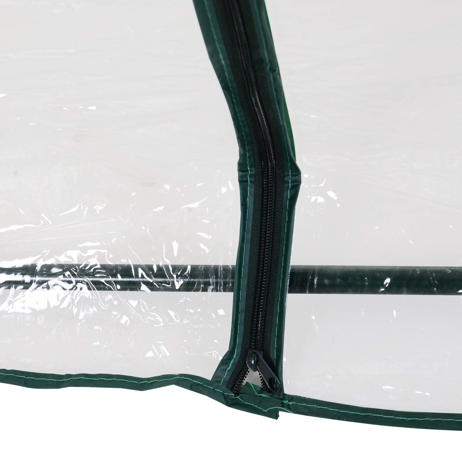 Outsunny Serre de Jardin Tunnel Mini Serre Tunnel Serre à tomates 2,5L x 1l x 0,8H m Grande Porte zippée bâche Plastique Transparent métal époxy Vert