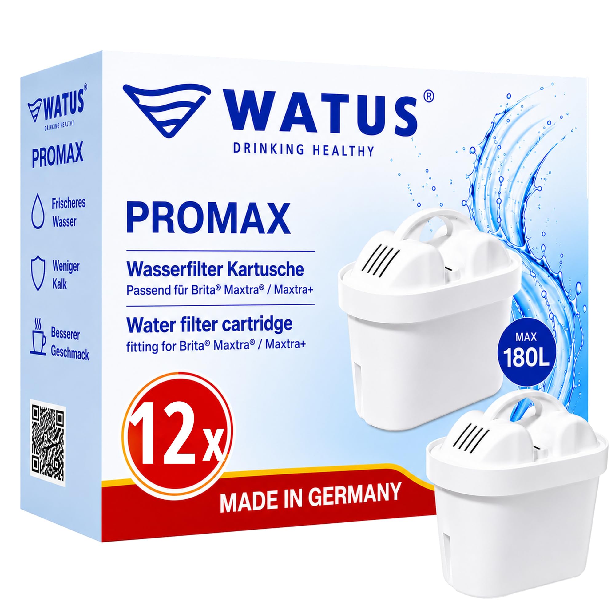 Cartucho de filtro compatible con jarras de filtro Brita Marella, repuesto para Brita Maxtra+ Plus, Maxtra Pro. Fabricado en Alemania (12)