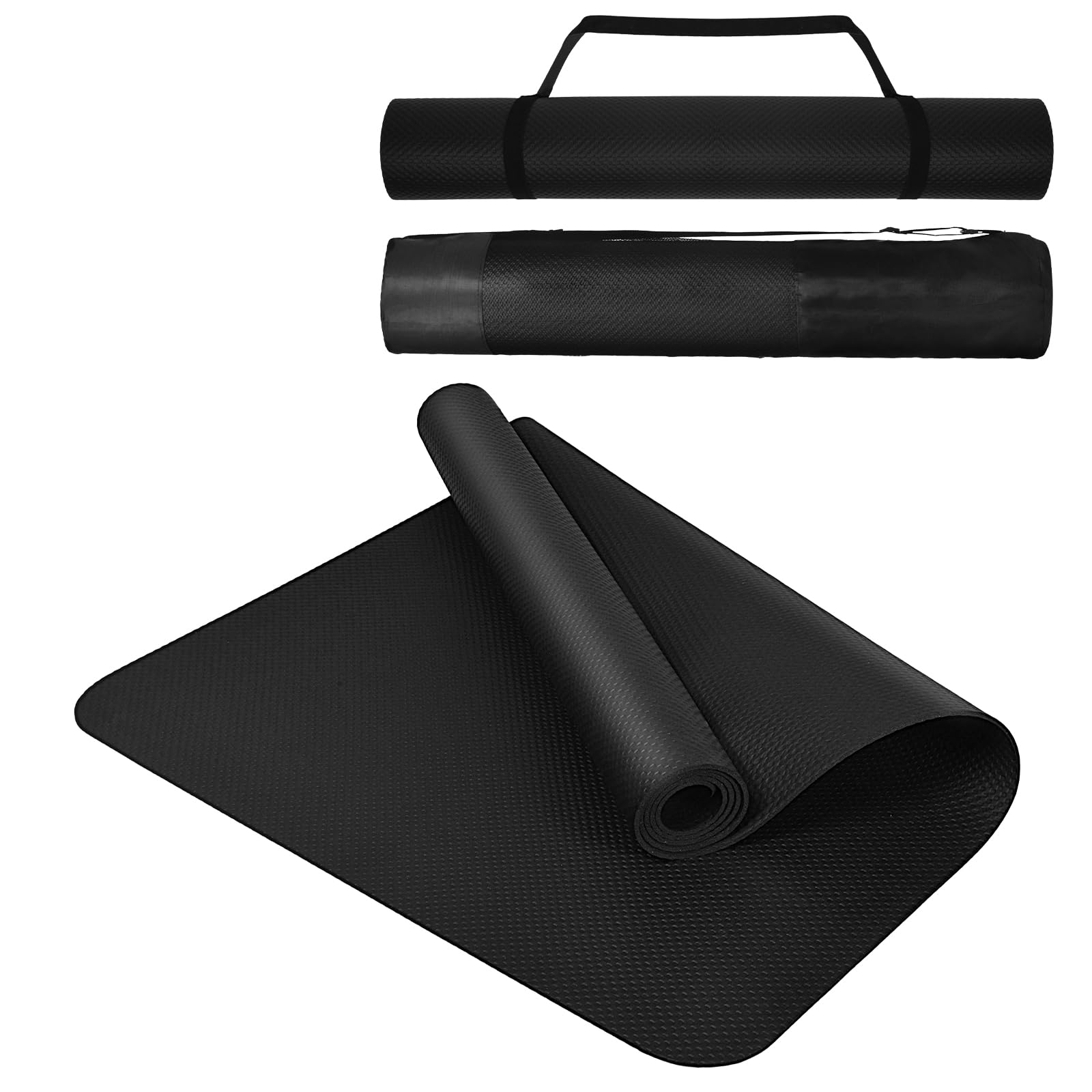 DiULi Mata do jogi, mata ochronna, sprzęt fitness, mata fitness z paskiem do noszenia i torbą, do pilatesu, treningu, sprzętu sportowego, domowej siłowni, 60 x 120 cm, 60 x 180 cm, 75 x 180 cm