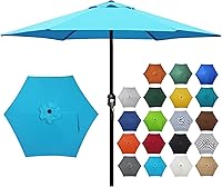 Vista 14 de Blissun - Sombrilla de patio de 7.5 pies, sombrilla de jardín, sombrilla de mercado al aire libre con botón de inclinación y manivela (azul y blanco)