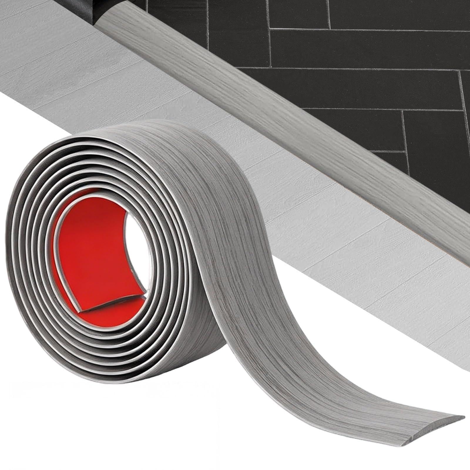 1M Self Adhesive Vinyl Floor Transition Strip - 5cm PVC Door Cover Divider Joining Strip Profile Flat Laminate Flooring Edge Trim Door Bar Wide Threshold Bars for Joining Floor Gaps Carpet Tiles