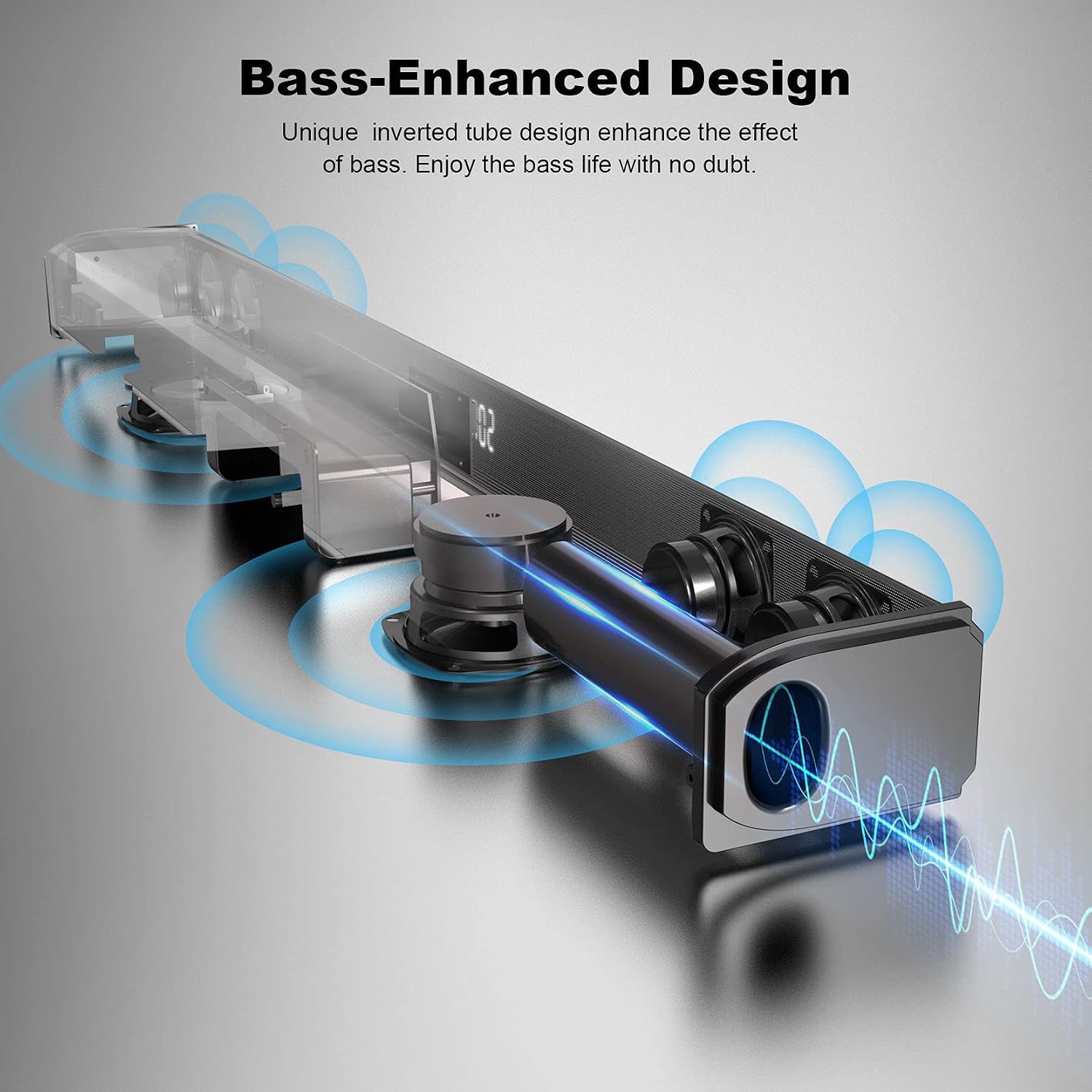 KMOUK Sound Bars for TV, Soundbar 2.1CH with Built-in Dual Subwoofers, Soundbar with 6 Speakers, 4 Equalizer Mode Bluetooth 5.0, HDMI ARC/Optical/AUX Connection, Wall Mountable Soundbar Home