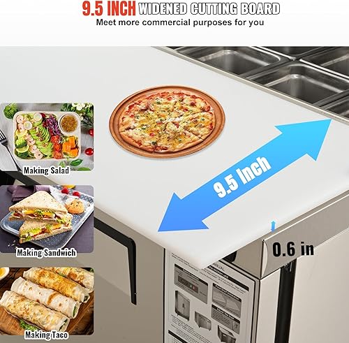 Miniatura 5 de VEVOR Refrigerador comercial, mesa refrigerada de preparación de sándwichensalada de 28 pulgadas de ancho, refrigerador de estación de preparación