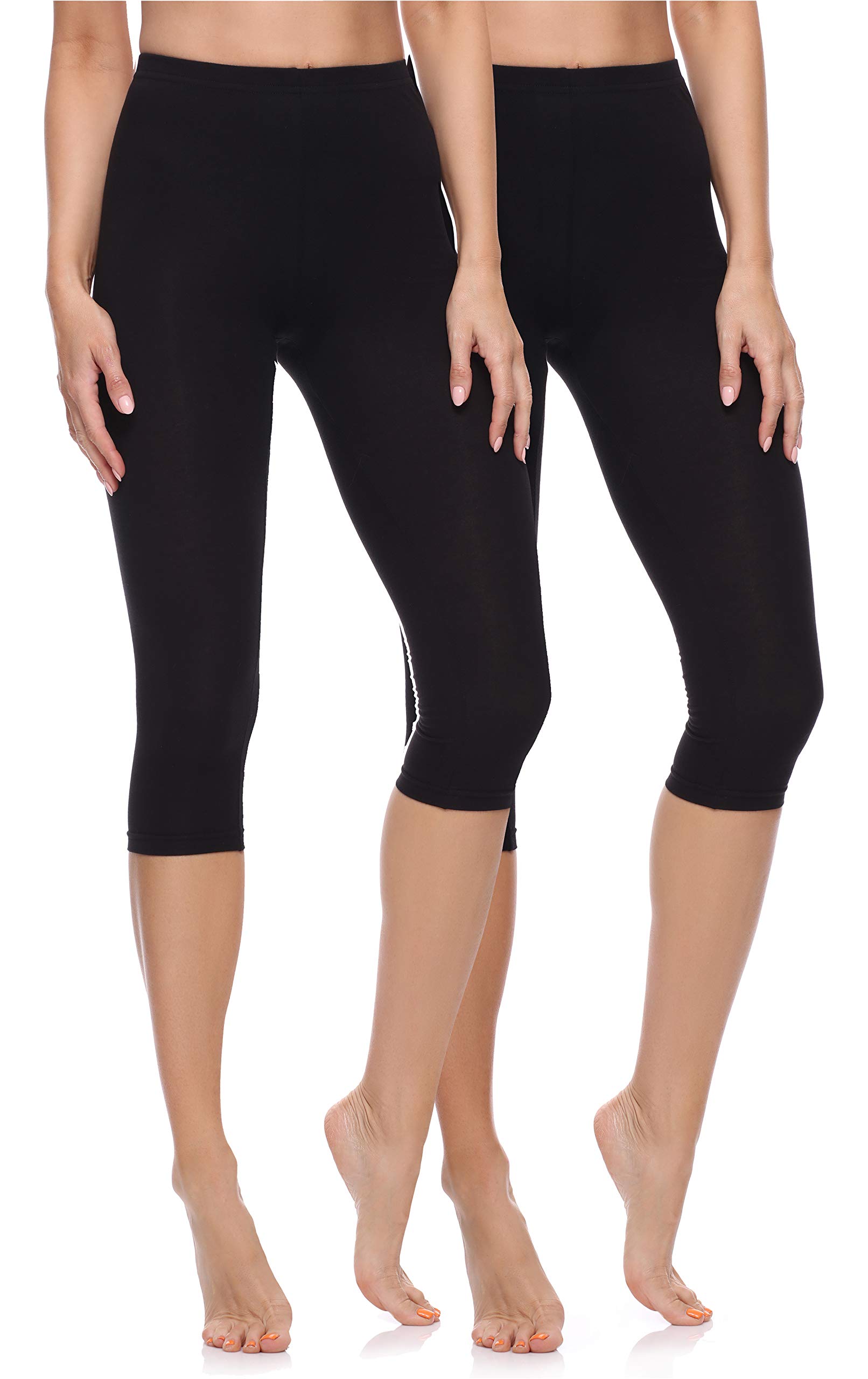 Merry Style Leggings Donna 3/4 Pantaloni Capri Morbidi e Confortevoli Leggins Donna in Cotone Traspirante Elastici e Delicati sulla Pelle Sensibile MS10-199