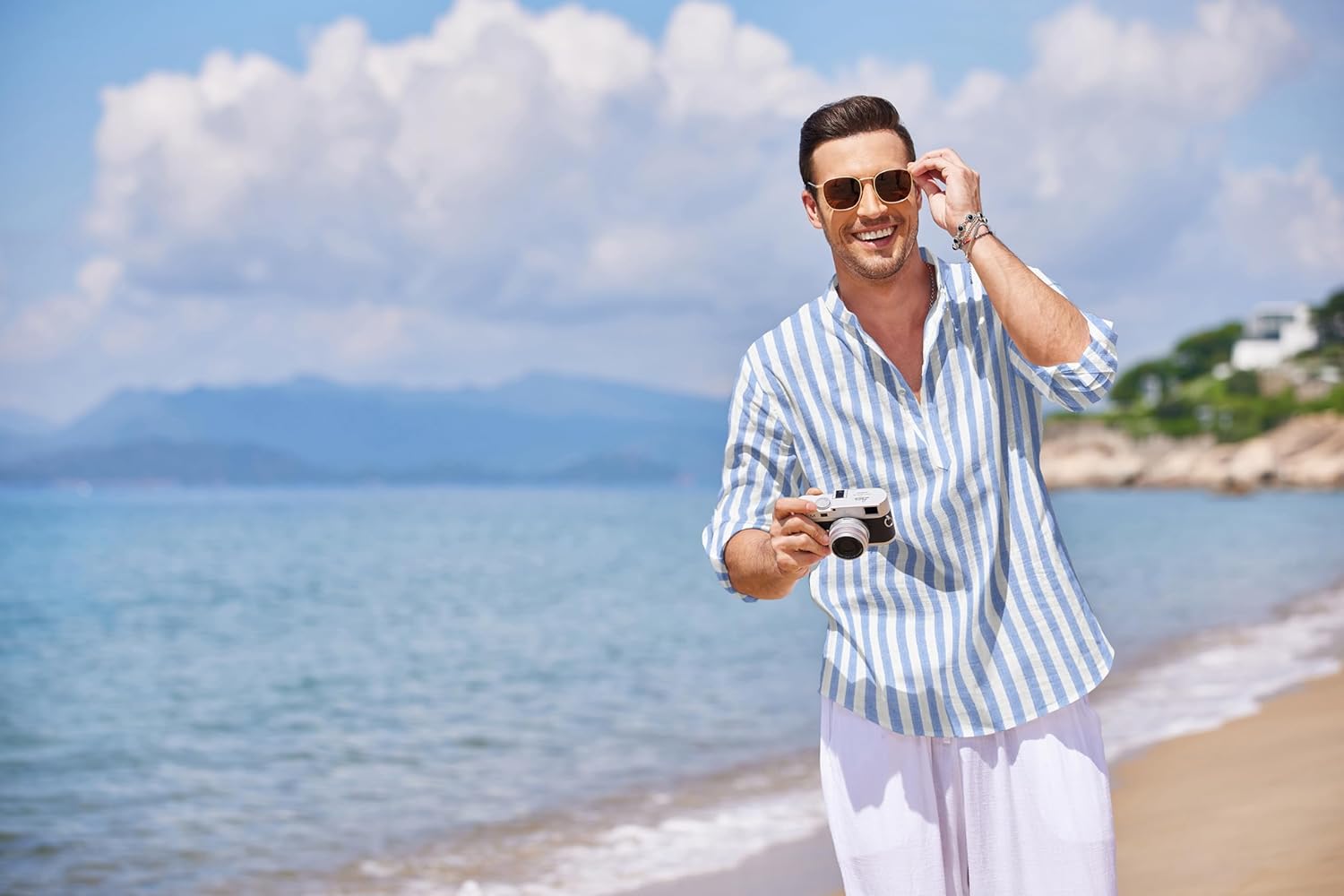 COOFANDY Men's Cotton Linen Henley T-Shirt Long Sleeve Hippie Casual Beach T-Shirts - Image 3