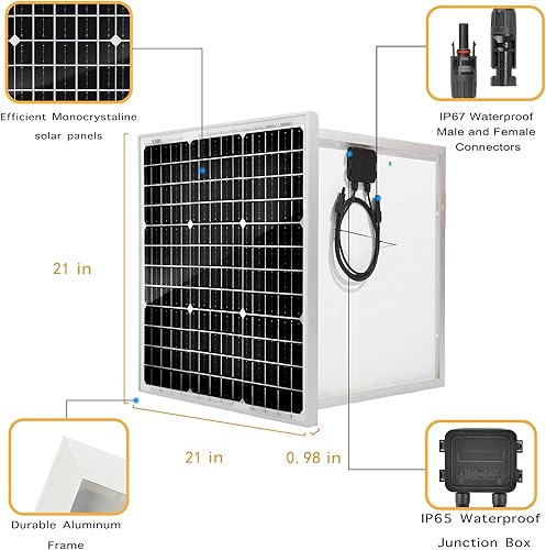 Miniatura 2 de Kit de panel solar de 10 vatios y 12 V, cargador de batería con controlador de carga solar PWM impermeable 5A 12V24V PWM y soporte de montaje de