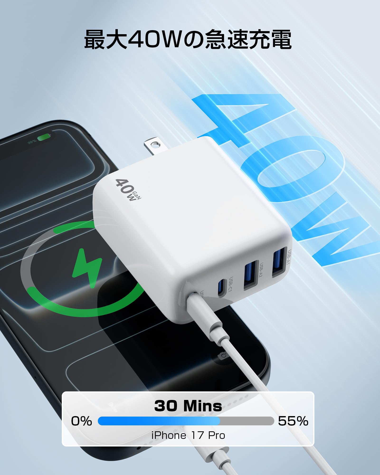 Amazon.co.jp: 合計40W 急速充電器 タイプc 充電器【4台同時充電 