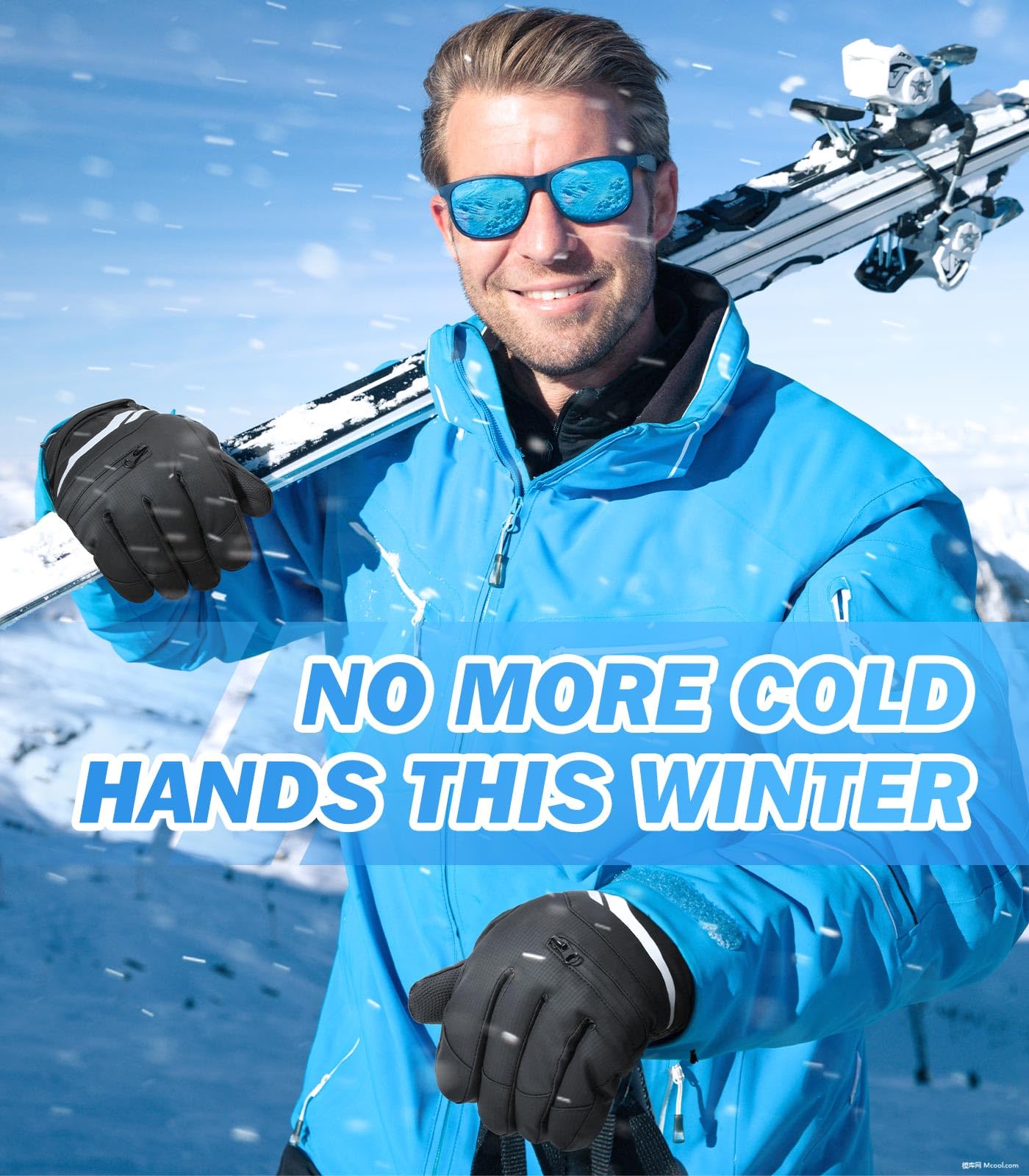 MoKo Guantes de Invierno Impermeables Hombre Mujer, Guantes Térmicos 3M Thinsulate para Clima Frío, Guantes de Esquí con Pantalla Táctil y Agarre Antideslizante para Snowboard, Ciclismo, Correr