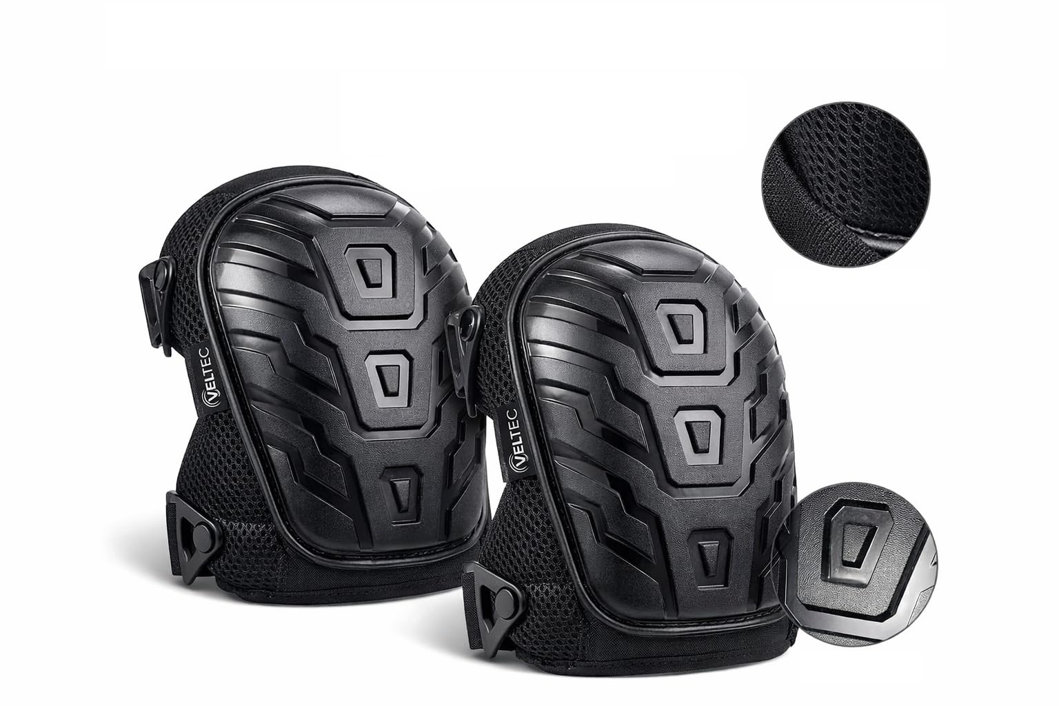 Veltec Rodilleras de alta calidad para el trabajo con espuma suave y cojín de gel, almohadillas resistentes y correas antideslizantes ajustables, protección profesional y cómodas para construcción,
